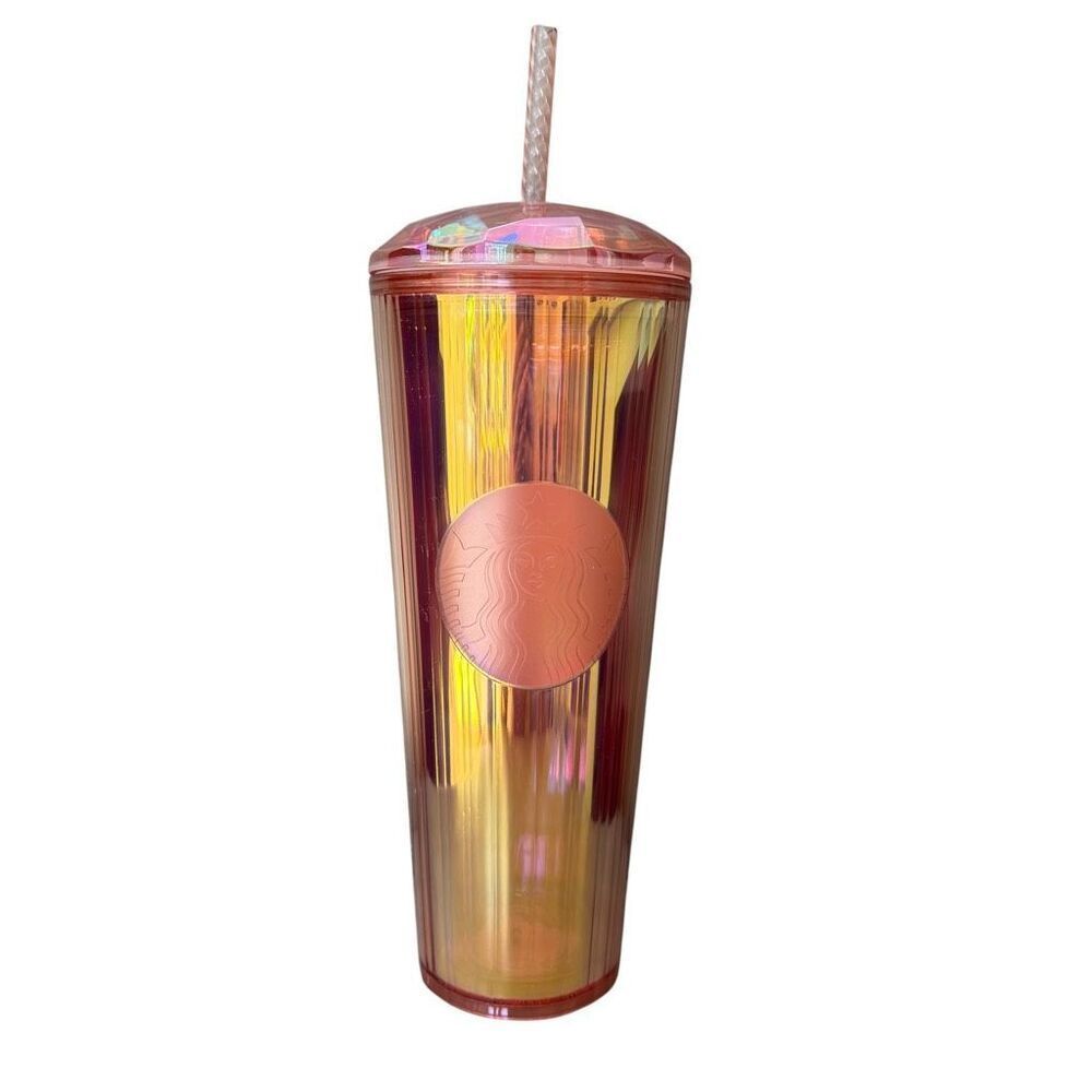 Starbucks 2020 Iridescent Rose Gold 24oz cold cup tumbler with a dome lid